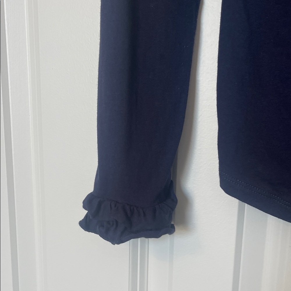 Boden Navy Long Sleeve Ruffle Top - Picture 3 of 7
